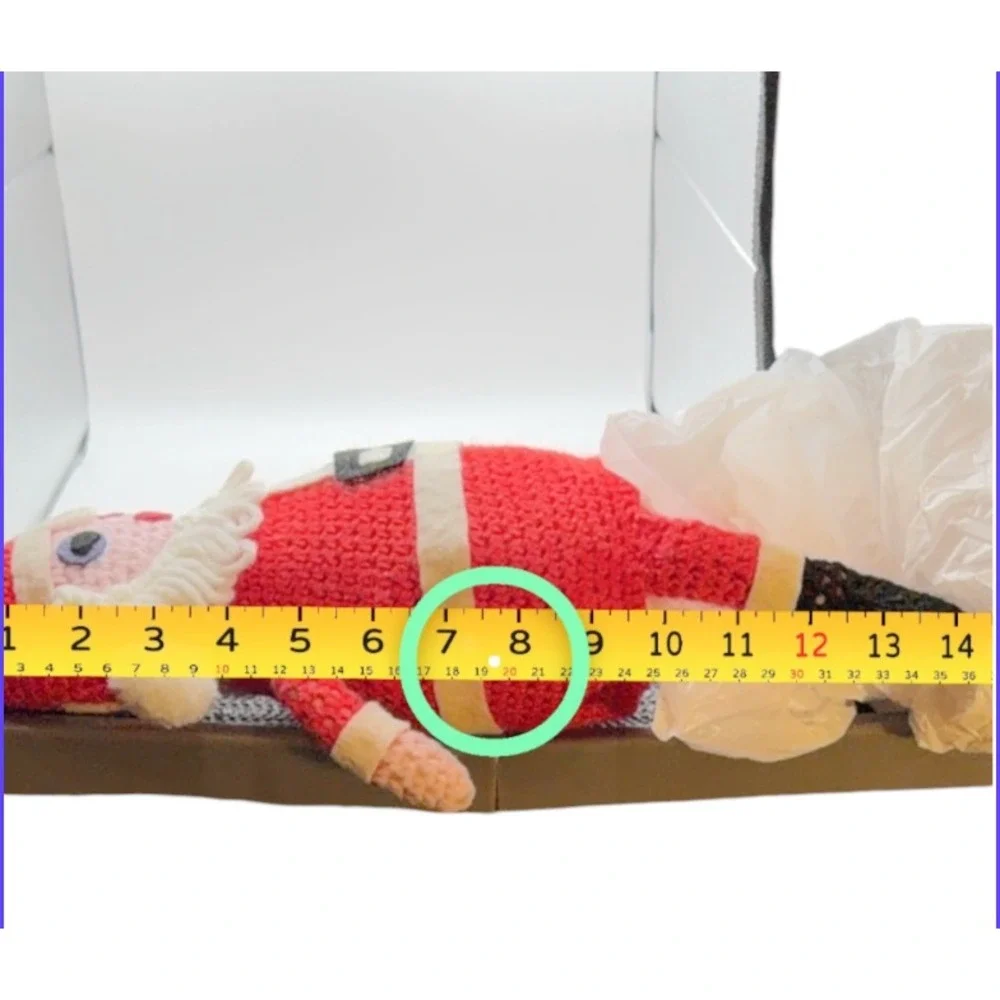 VTG 1960s 70s Handmade Crochet Santa Claus Doll Folk Art Christmas Decor 14 in